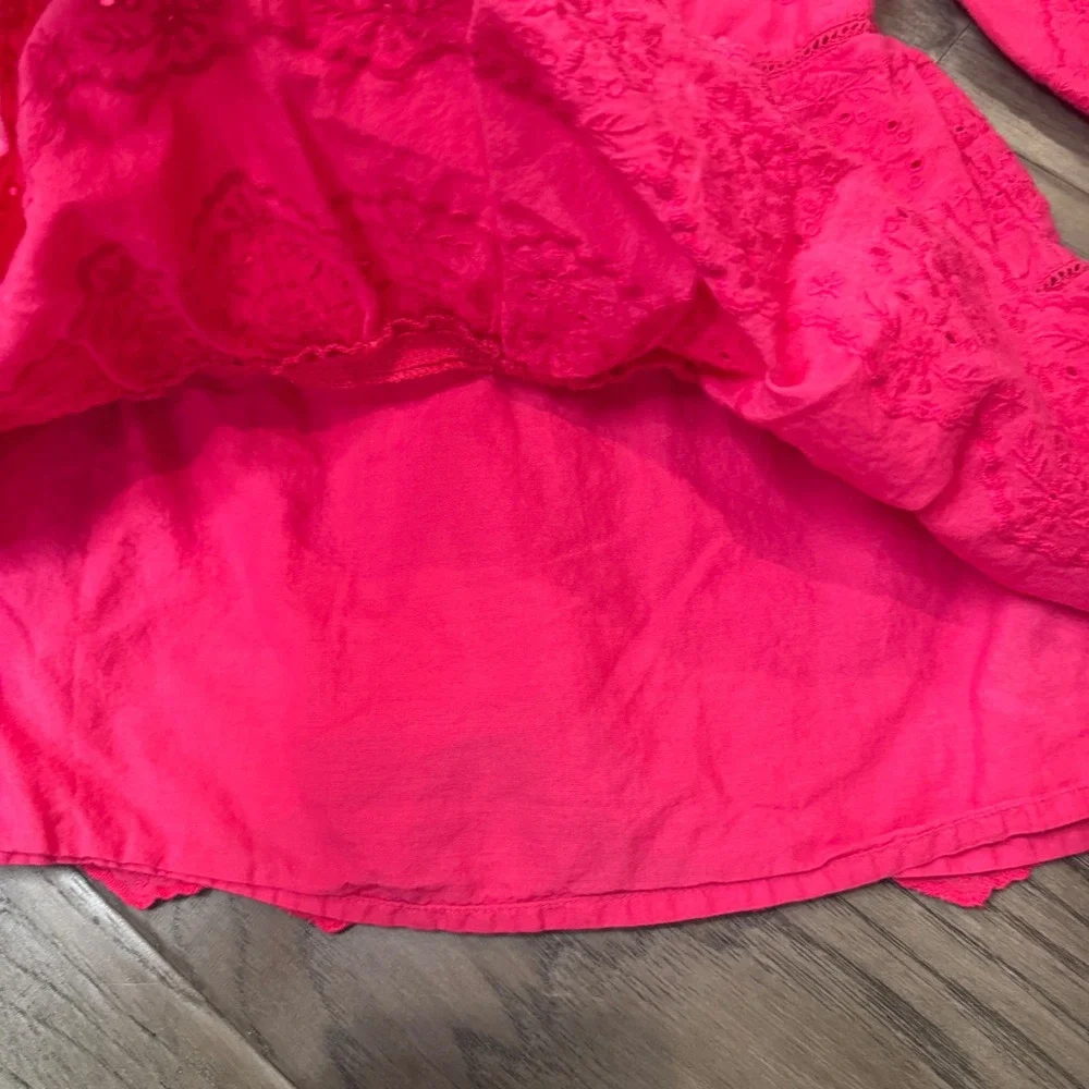 Baby Gap Eyelet Dress Tiered Ruffle Sleeve Hot Pink Party Casual NWOT‎